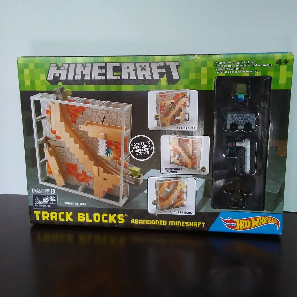 New MINECRAFT/HOTWHEELS Track Blocks Abandoned Mineshaft Set , MOJANG Mattel